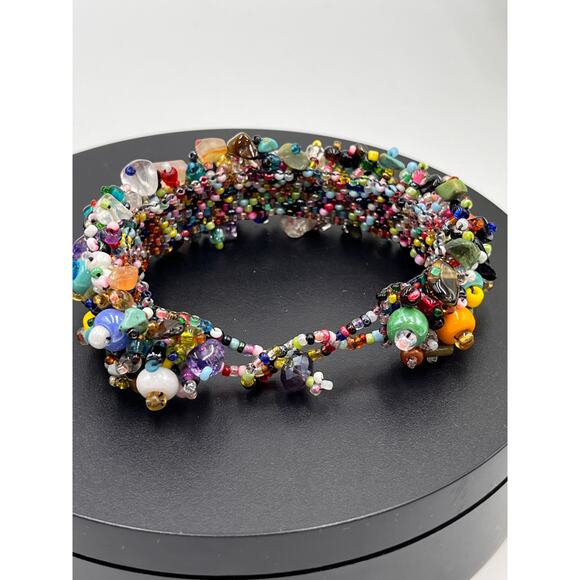 Artisan handmade Beach Ball‎ Caterpillar stones seeds crystals beads Bracelet - Picture 4 of 7